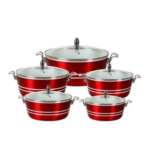 10 Pieces Set Of Non Stick Cooking Pots With A Very Strong Bottom-Multicolours