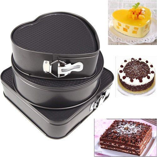 3 Pieces Non Stick Baking Pans With Multiple Shapes-Black