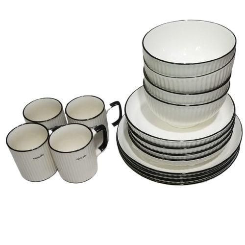 Ceramic 4 Cups 4 Bowls 4 Small Plates 4 Dinner Plates-White