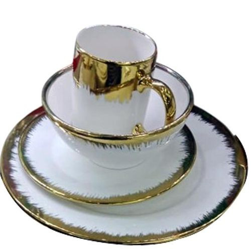 24 Pieces Ceramic Dinnerware Set Of Cups Soup Bowls Dinnerplates And Side Plates-White