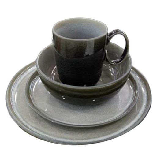 24 Pieces Stone Ceramic Dinnerware Set With Dinner Plates Side Plates Cups And Soup Bowls-Multicolour