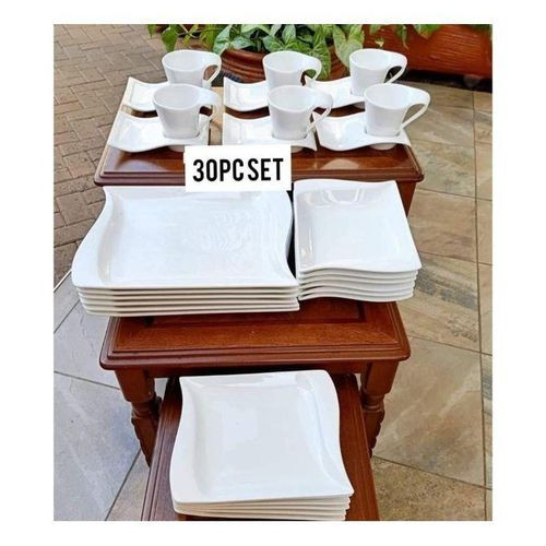 30 Pieces Dinner Ware Set Of Cups, Saucers,Bowls, Side Plates And Dinner Plates-White