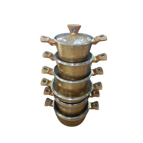 12 Pieces Set Of High Quality Cookware Serving Dishes With Thick Bottom And Glass Lids - Multicolor