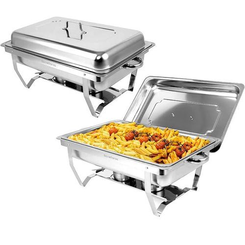 11 Liters Single Stainless Steel Chaffing Dish Food Warmer For Serving Food At Functions-Silver