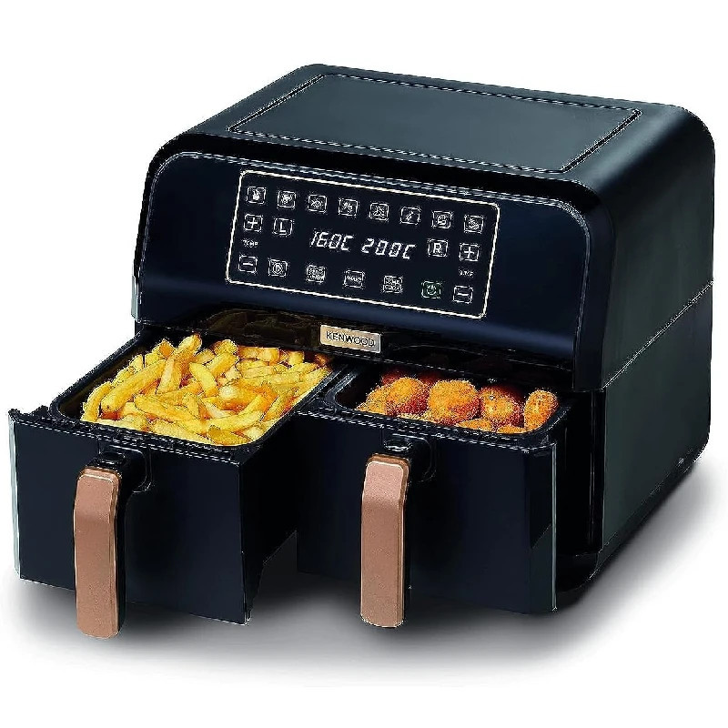 Kenwood air fryer 4.0Litersx2 XXXL CAPACITY Dual Air Fryer 8 Preset Programs - HFP70.000BK
