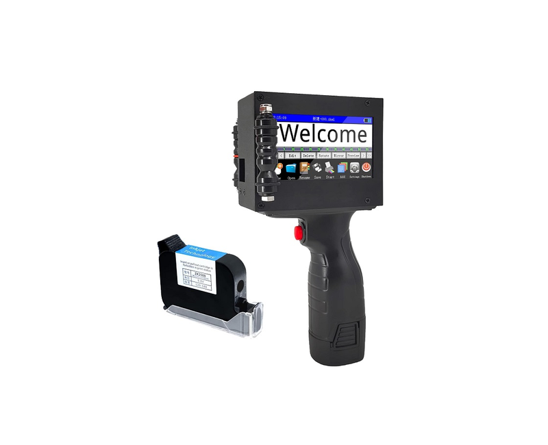 12.7mm Intelligent Handheld Printer Code Qr Code Logo Touch Screen Free Encryption Fast Drying Inkjet Printer for Barcode Production Date Logo Serial Number Variable QR Code Coding Machine Printing Production Date Batch Number- Black
