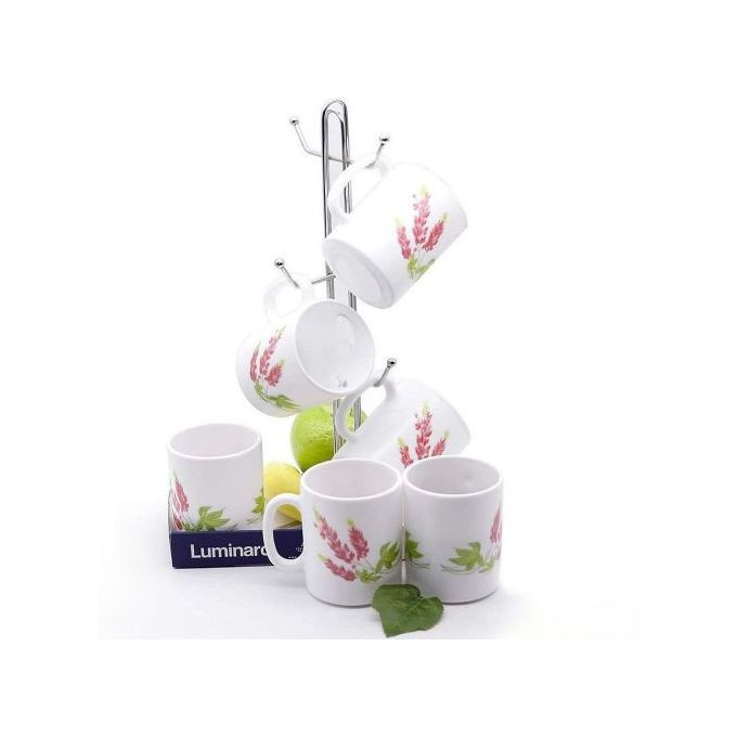 6 Pieces Of Luminarc Flowered Tea Coffee Mug Cups -White.