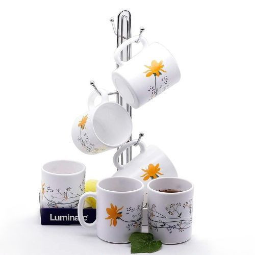 6 Pieces Of Luminarc Sunflower Tea Coffee Mug Cups -White.
