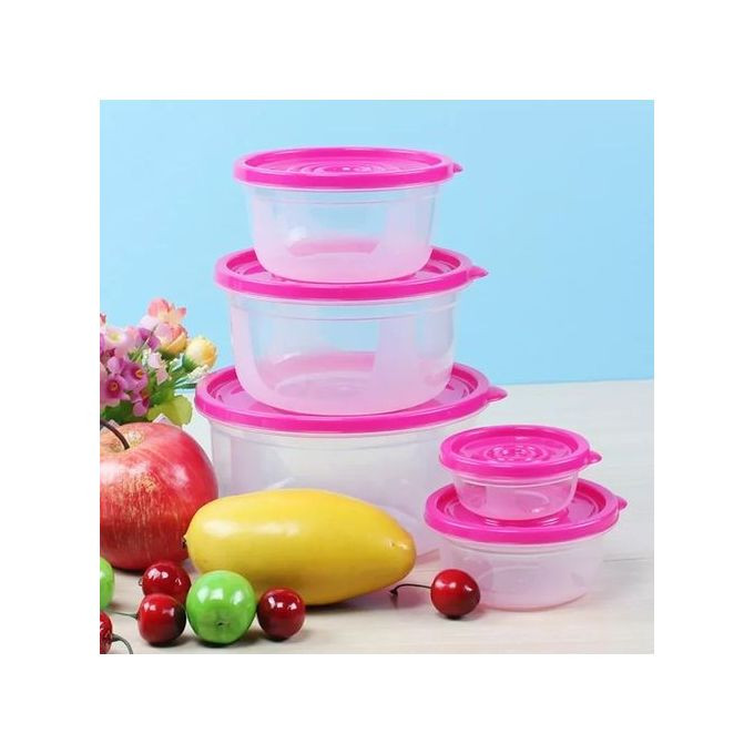 5 Pc Round Airtight Food Storage Containers Tins With Lids,Multi-Colours.