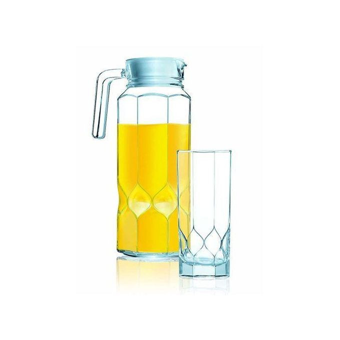 7 Piece Octime Diamond Water & Juice Drinkware Set- Clear.