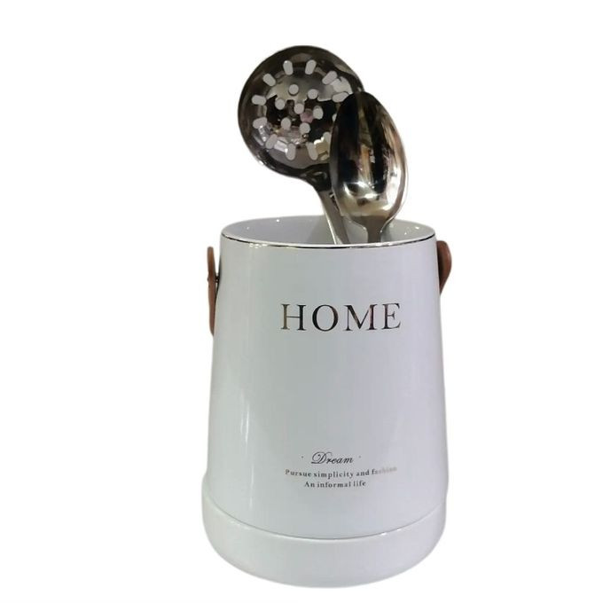 Cutlery Utensil Storage Box Drainage Tank Spoon Knife And Fork Holder- White .
