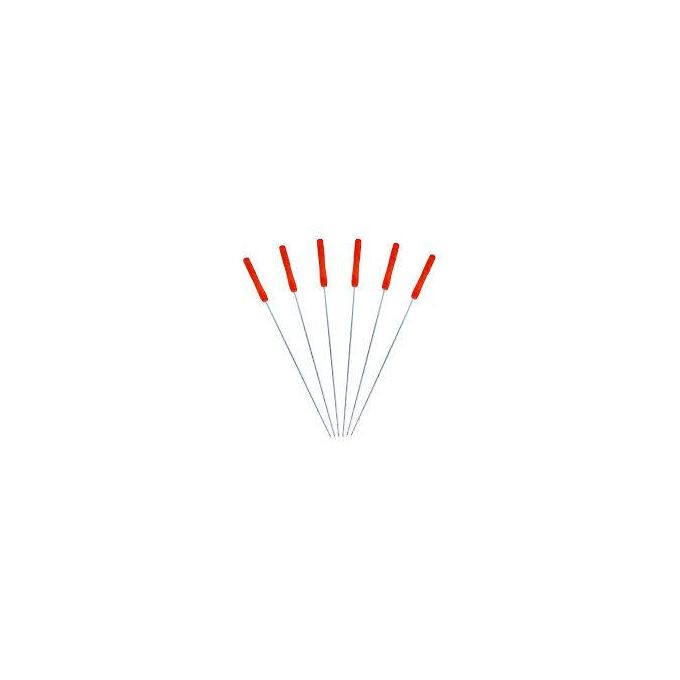 6 Pieces Shish Kebab Needle Sticks Double Ended Stainless Steel Shish Kebab Skewers Flat with Wooden Handle, Reusable Metal Picnic BBQ Barbecue Skewers for Meat, Vegetables For Grilling- Multicolor