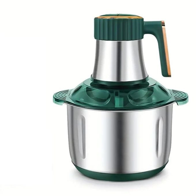 5 Litres 1000W Multifunctional Electric Food Processor Meat Grinder With Stainless Steel 4-Blade Copper Motor Stainless Steel Bowl Mincer 1.15m Copper Charging BS Plug-Silver