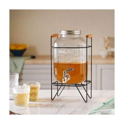 8 Liters Glass Dispenser With Iron Stand And Tap For Serving Juices And Beverages At Parties Picnics Offices Bars-Transparent