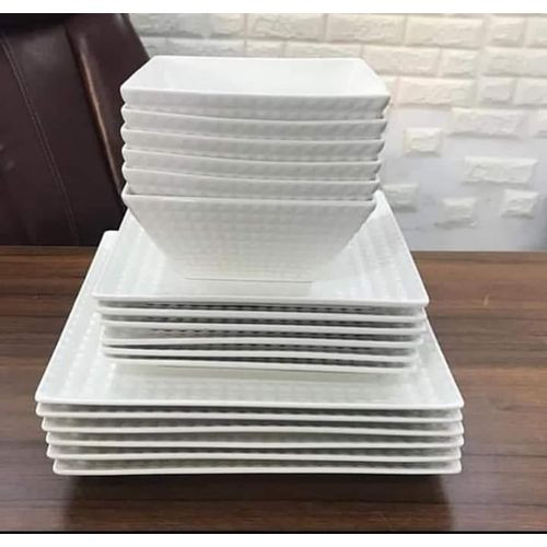18 Pieces Set Dinner Plates Side Plates And Soup Bowls Designs Vary-White