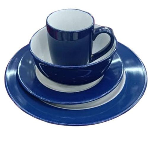 Ceramic Dinnerware Set Of Cups Plates Bowls And Side Plates-Blue/White