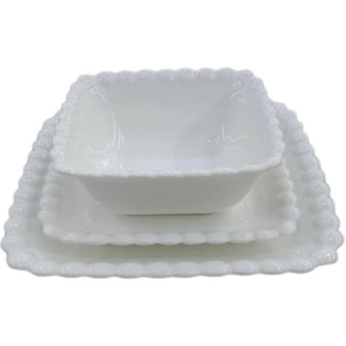 18 Pieces Ceramic Dinnerware Set With Unique Design Plates Side Plates Soup Bowls-White