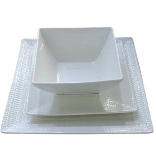 18 Pieces Ceramic Dinnerware Set Of Dinner Plates Soup Bowls And Side Plates-White