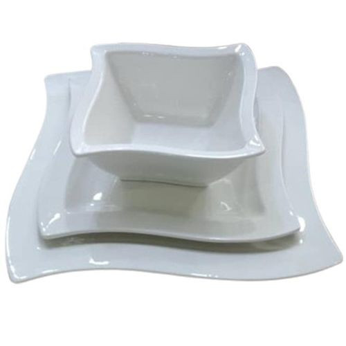18 Piec es Set Of Ceramic Dinnerware Set With Plates Soup Bowls And Side Plates-White