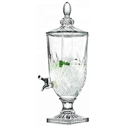 4.8 Liters Glass Beverage Dispenser Different Designs With Faucet For Serving Drinks At Parties-Transparent