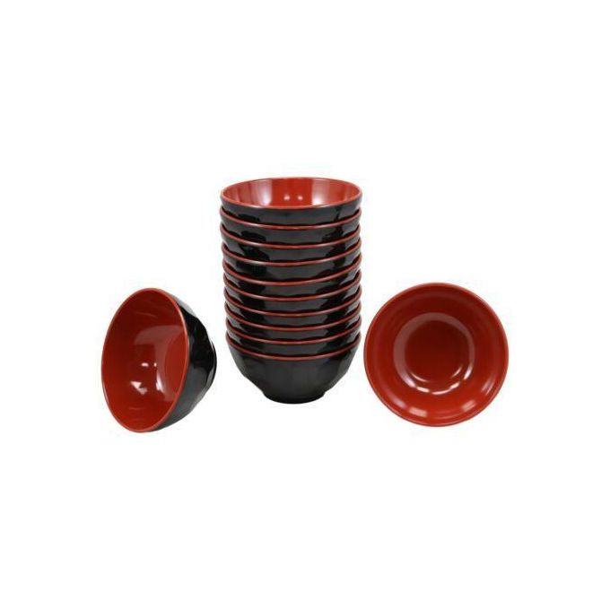 12 Pieces Thick And Heavy Melamine Soup Salads Fruits Bowls-Red/Black