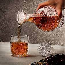 brown crystal decanter 12 glass pc
