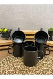 set of coffee mugs black