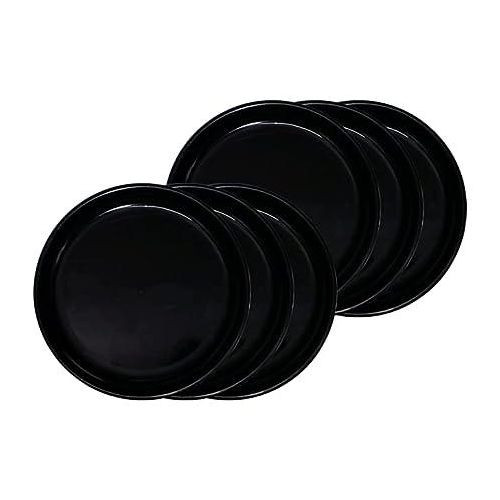6 Dinner Ceramic Plates For Serving Food-Black