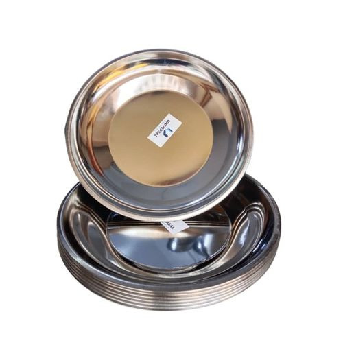 Stainless Steel 10 Pieces Plates With Curve-Silver