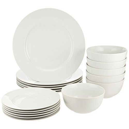 18 Pieces Ceramic Bowls Side Plates And Dinner Plates-White