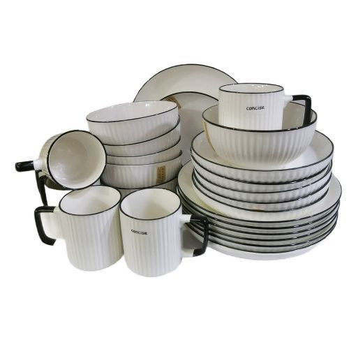 24 Pieces Ceramic Cups Bowls Side Plates And Dinner Plates