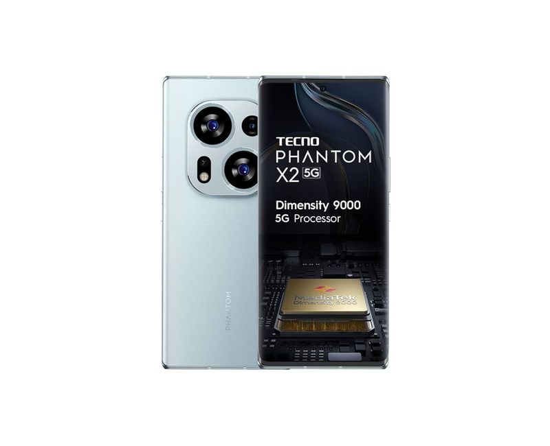 TECNO Phantom X2 5G, 6.8" FHD+ AMOLED, 8GB RAM + 256GB ROM, 64MP Triple Camera, 32MP Selfie, 5160mAh, 45W Fast Charge – Moonlight Silver