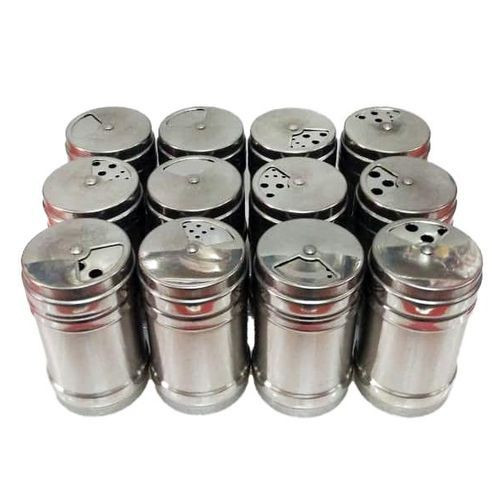12 Pieces Stainless Steel Salt Pepper Spices Shakers-Silver