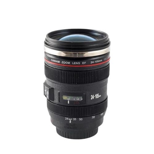 Camera Lens Coffee Tea Mug With Lid-Black/White