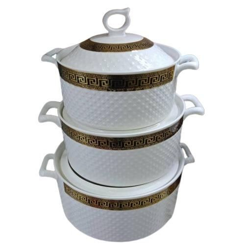 3 Pieces Ceramic Serving Dishes Prints And Designs Vary-White