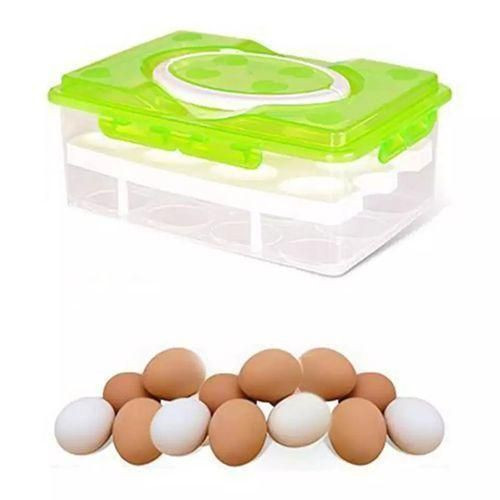 Eggs Storage Plastic Box/Color For Lid May Vary-Transparent