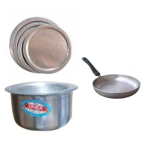 9 Pieces Set Of Aluminium 4 Lids 4 Saucepans And 1 Frying Pan