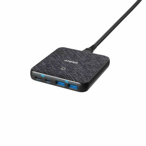 USB C Fast Charger, PowerPort Atom III Slim 65W 4 Port PIQ 3.0 GaN Wall Charging Station with Dual USB C Ports for USB C Laptops, iPad Pro, iPhone, Galaxy, and More - Black