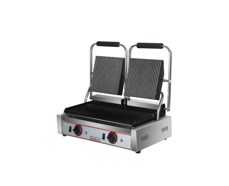 Double Sides Heating Contact Grill For Making Grills Barbeque Panini And Sandwiches-Black/Silver