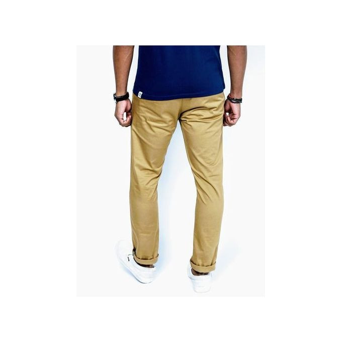 3 Pack of Men Khaki Stretcher Trousers - Brown Navy Blue, Grey