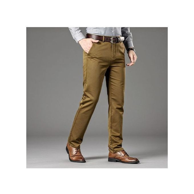 2 Pack of Men's Khaki Stretcher Trousers - Coffee Brown, Black