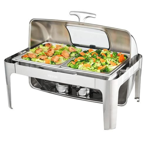 Top Quality Chaffing Dish Buffet Serveware With Rolling Top And Visible Window-Silver