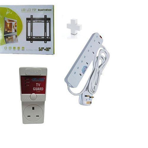 TV Wall Mount Bracket 14 - 42 TV + Free Tv Guard And Free 4way Extension - White