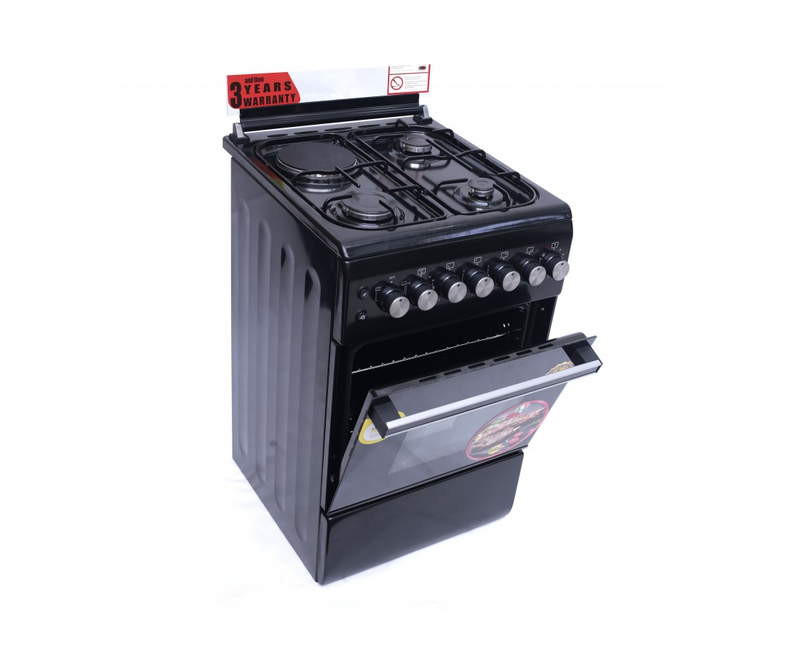 Blueflame cooker S6031ERFP- B, 60*60 Electric oven, Black Color easy clean Enamel panel, Chicken Rotisserie, Turbo fan, Timer, Glass top lid, POOL Sysytem