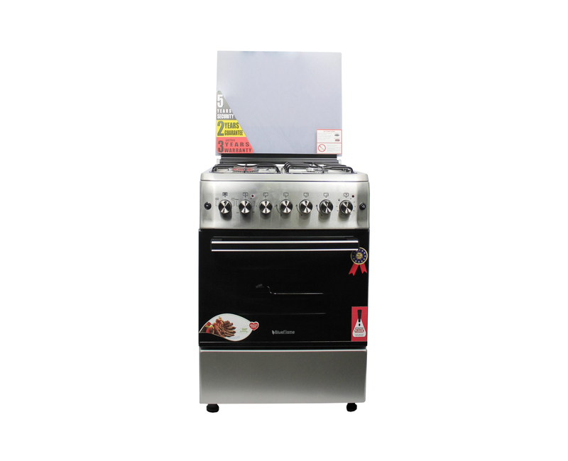 Blueflame cooker S6022ERFT-IP, 60*60 Electric Oven, Inox Stainless steel Body, Pool System, Chicken Roteserrie, Turbo fan, Timer, Glass top cover.