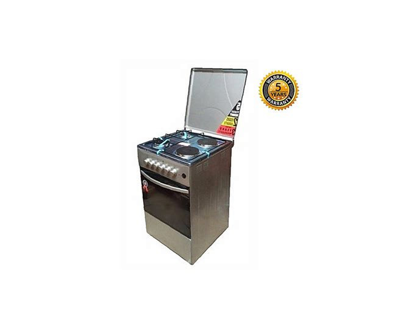 Blueflame cooker C5022E-IM, 50*50 Electric oven, Inox stainless steel body, Metallic top lid, TIMER, Auto gas ignition.