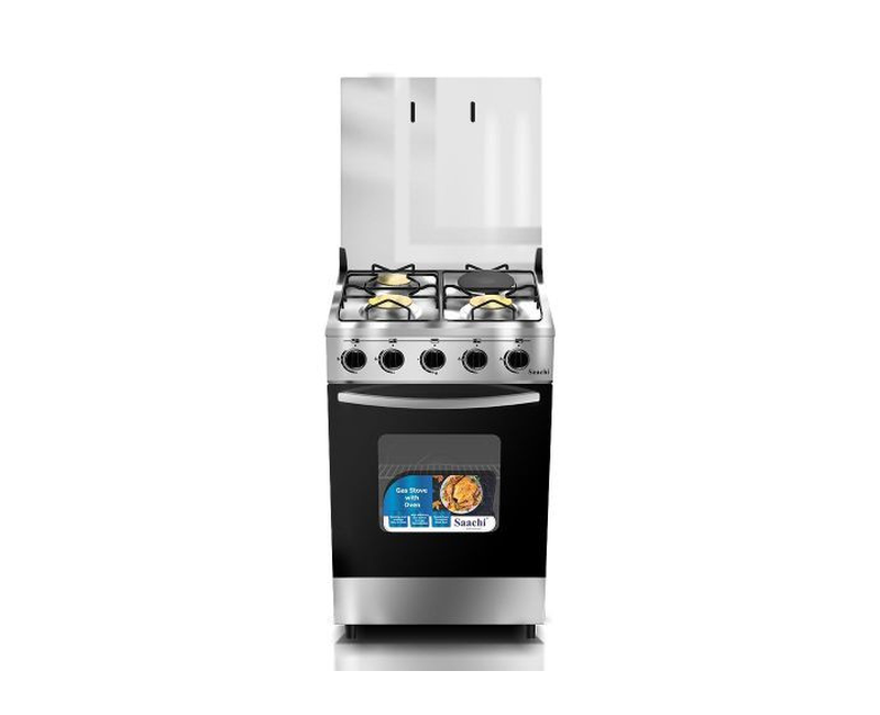 3 Gas Burners And 1 Electric Hotplate With Oven And Stainless Steel Work Top-Silver/Black
