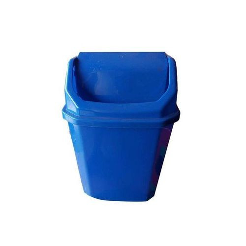 Plastic Trash Can Dustbin With A Flapping Lid-Blue