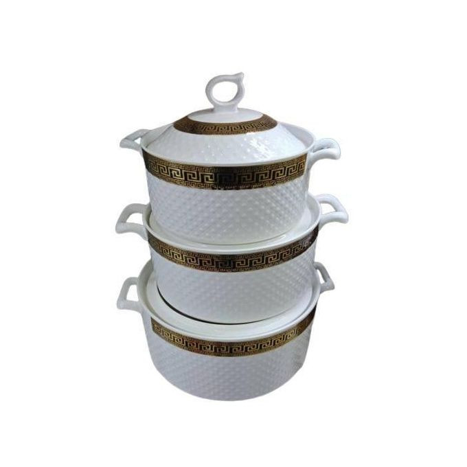3 Piece Ceramic Casserole Serving Dishes Prints And Designs Vary-White