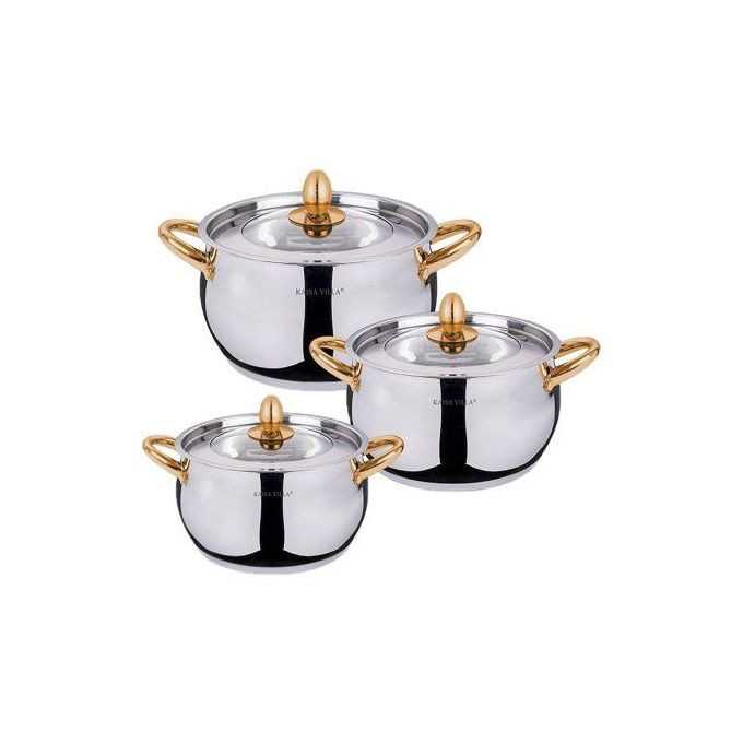 6 Pieces Heavy And Elegant Stainless Steel Cookware-Silver